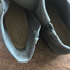 Clarks Gray Ankle Booties with Zipper Detail